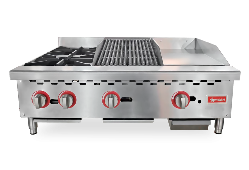 36″ Countertop Gas Combination Hot Plate, Charbroiler and Griddle Combo NG 115,000 BTU48086