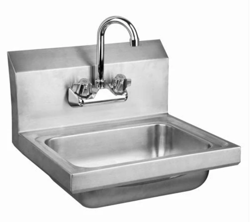 17" x 15.3 x 13.5" Hand Sink Stainless Steel Wall Mount Includes faucet & drain basket HS-17F