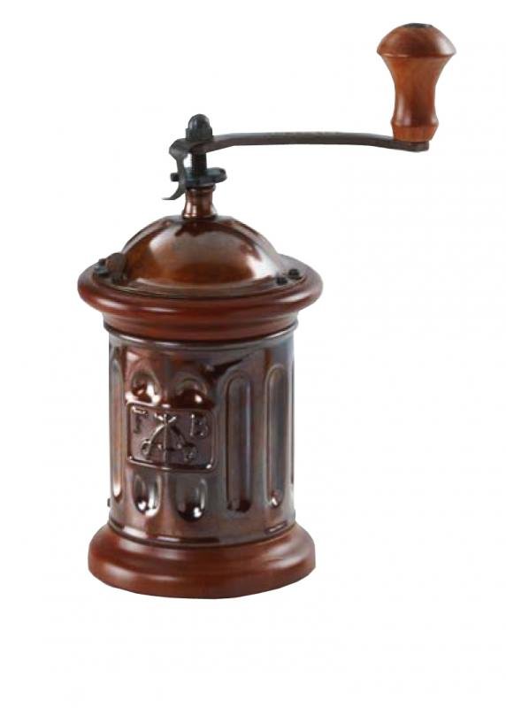 Dark Round Beech Wood and Steel Sheet Manual Traditional Coffee Grinder 43679