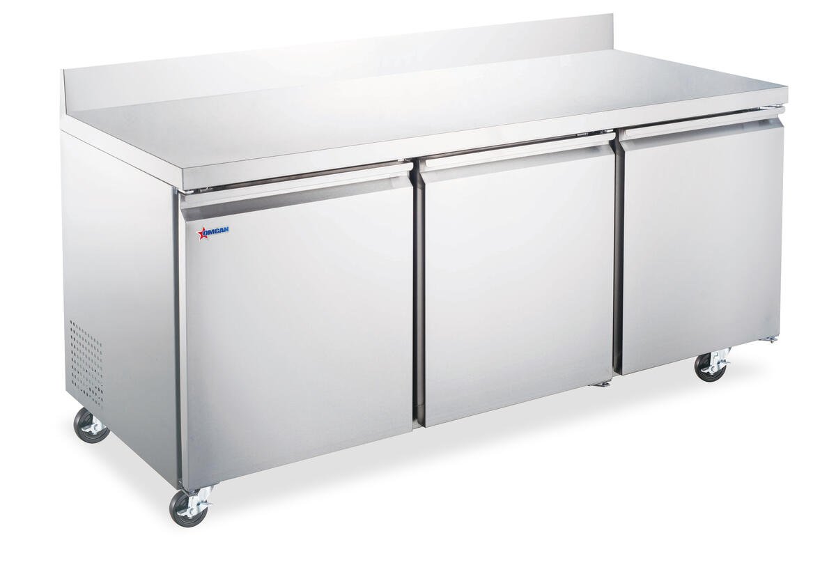72" Three Door Worktop Refrigerator Wide with Backsplash, 17 cu.ft (481), 50100