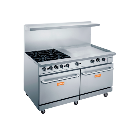 60” Wide 36" Griddle and 4 Burner Stove Top with Double Oven LPG or NG Range Oven BGR-4B-G36