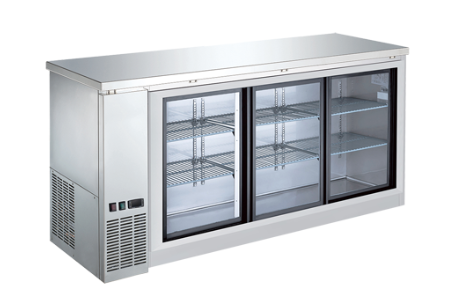 73" Sliding Glass 3 Door Stainless Steel Back Bar Cooler CBBSGDS3-72CC