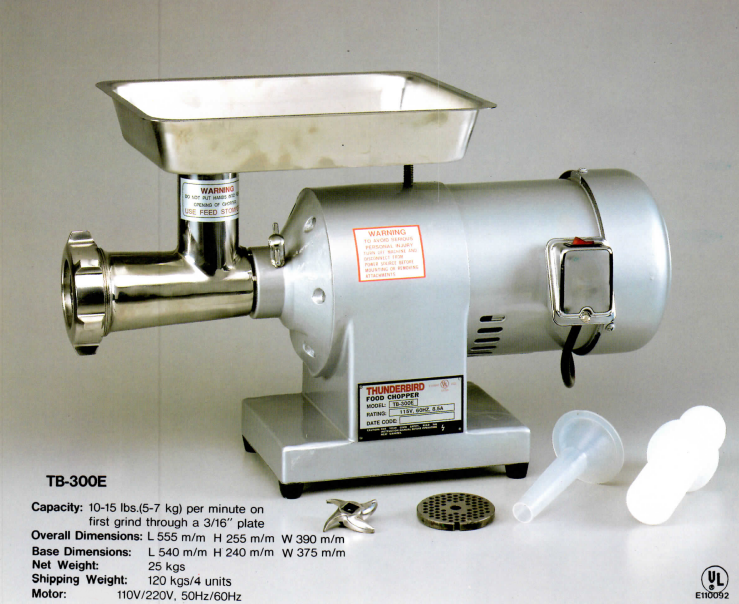 12lbs Capacity, Stainless Steel 1 HP Electric Meat Grinder TB-300E