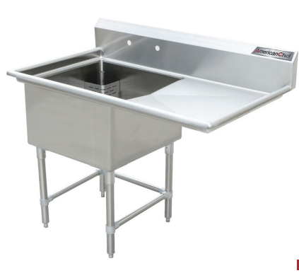 18" Corner Drain One Compartment Sink With Right Drainboard SS1818-R