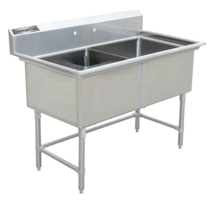 18" Corner Drain Two Compartment Sink With No Drainboards DS1818-0