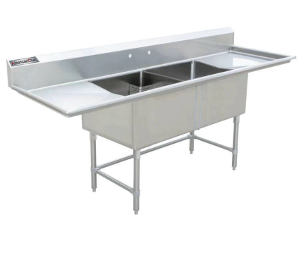 18" Corner Drain Two Compartment Sink With Both Drainboards DS1818-RL