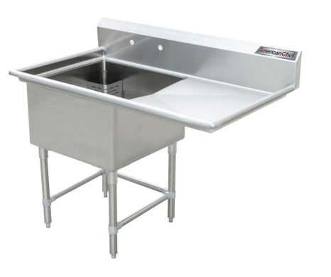18" x 21" Corner Drain One Compartment Sink With Right Drainboard SS1821-R