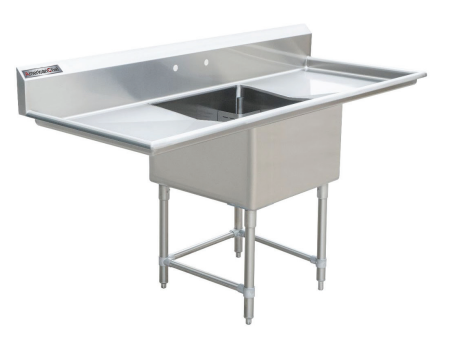 18" x 21" Corner Drain One Compartment Sink With Both Drainboards SS1821-RL