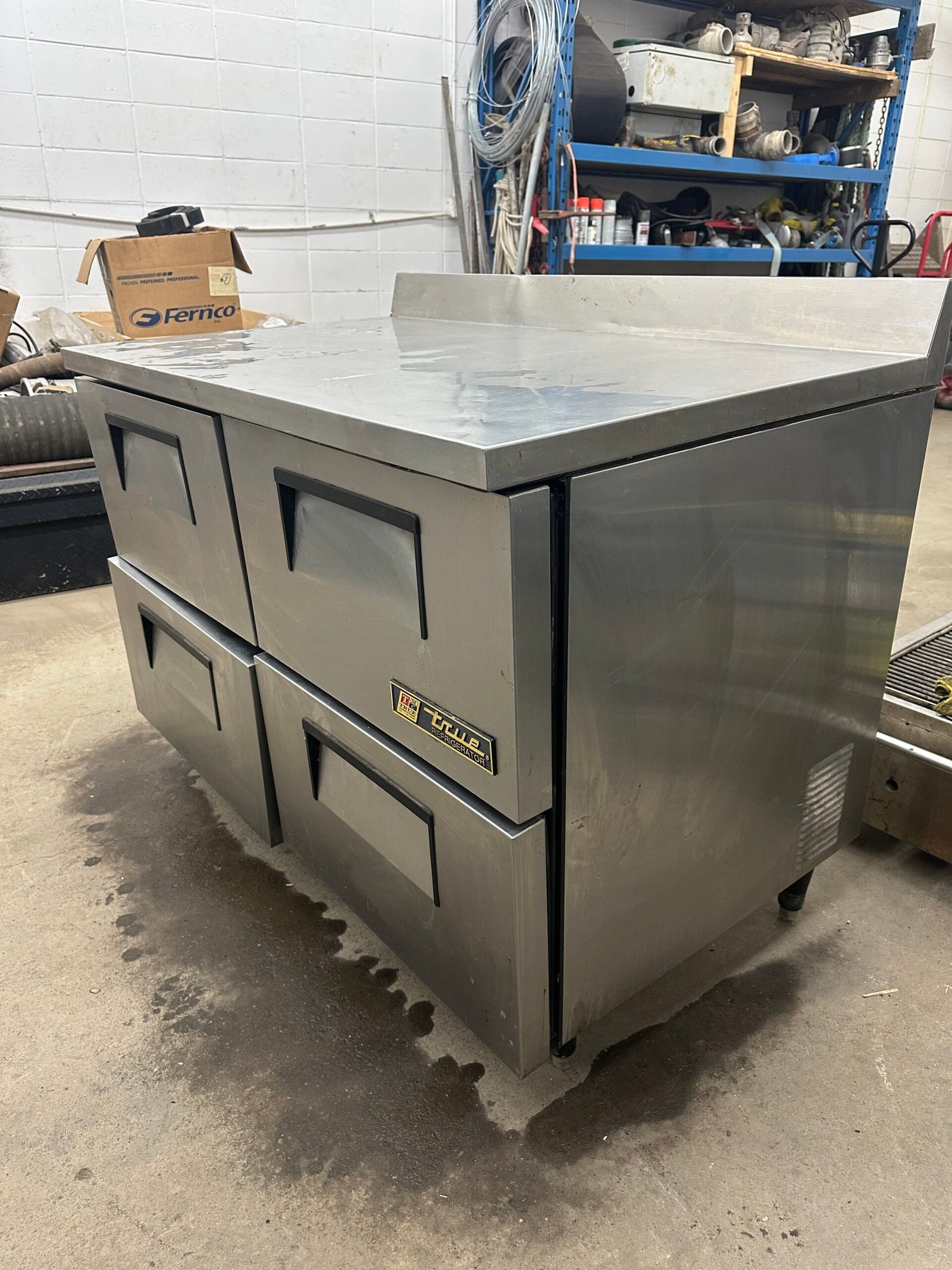 Restaurant Used 48" Wide True undercounter cooler with 4 Drawers TWT-48D-CL