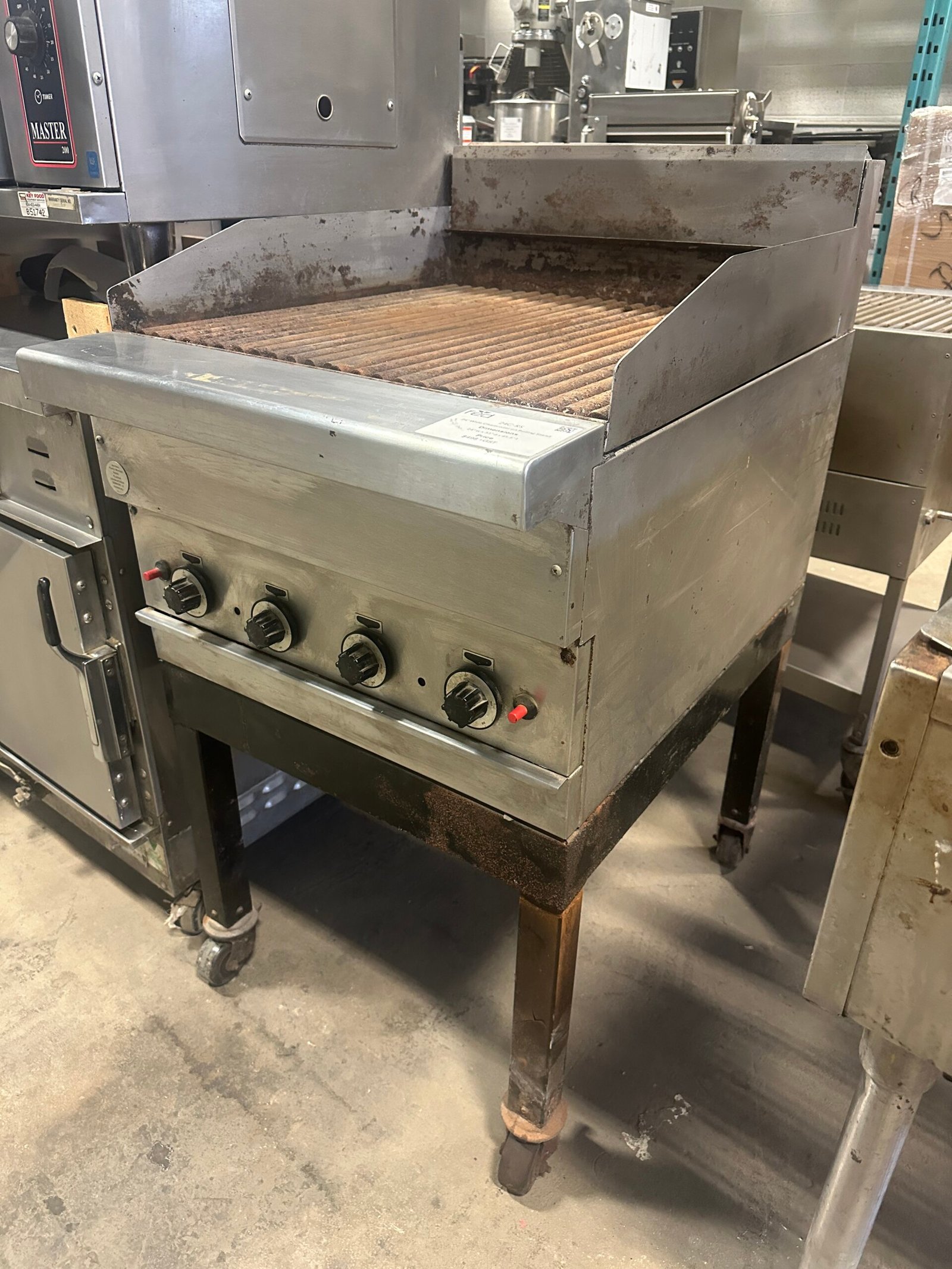 24″ Commercial Gas Charbroiler – 72,000 BTU, Radiant, w/ Storage Stand