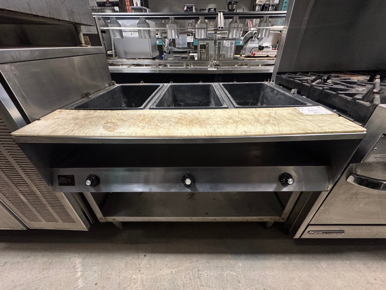 3 Well Steam Table with cutting board 4FTS3MI-CL