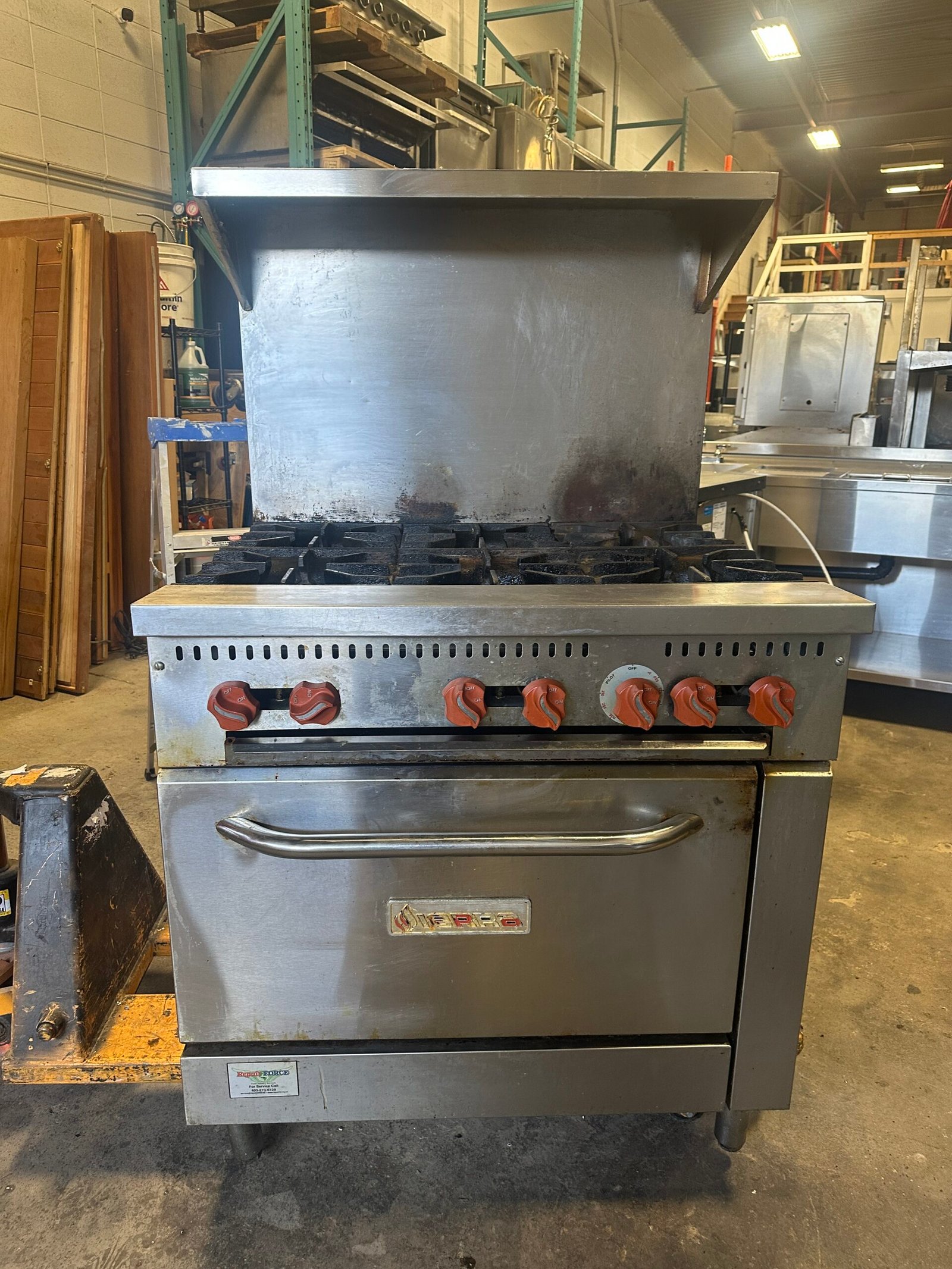 36" Natural Gas Commercial Range, Standard Oven, Manual Controls