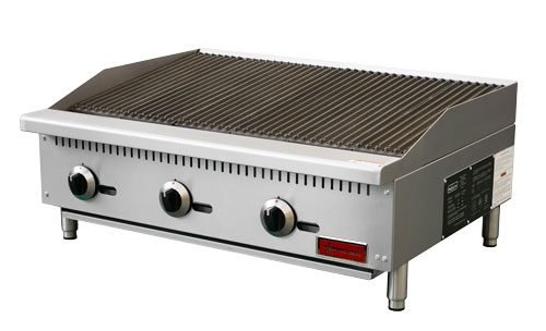 36" Countertop Radiant Gas Stainless Steel 3 Burner Broiler Cooktop Omcan 47378