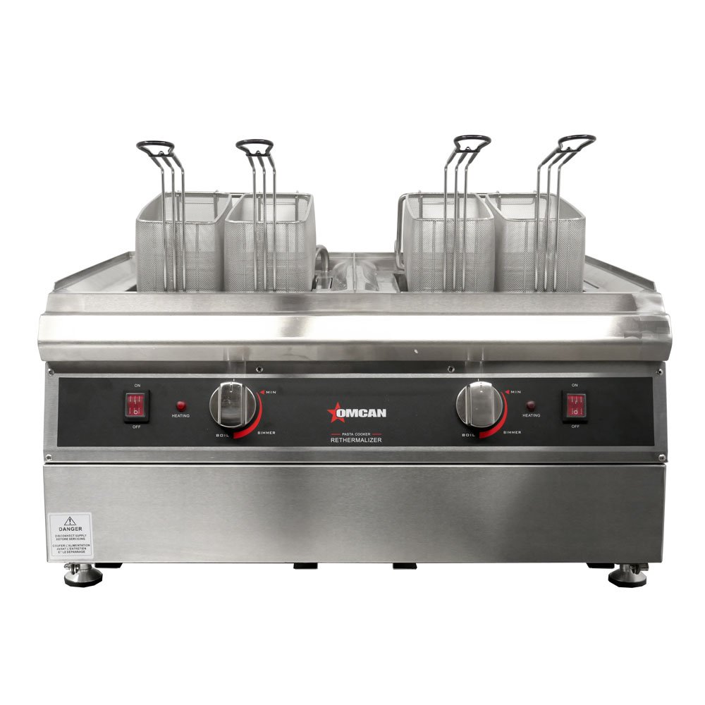 Omcan Double Tank Electric Pasta Cooker with Two 9L Capacity 41883