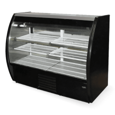 72" W Refrigerated Fogel Black Curved Glass Deli Display Case Cooler