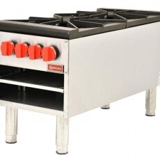 Omcan Stock Pot Stove Range Double Burner Stainless Steel Commercial Countertop 37529