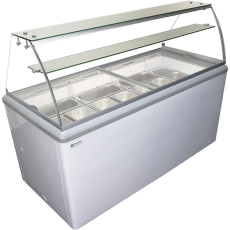 Gelato 7 Pans (5L) Dipping Cabinet Display Freezer 43-1/2" Wide with Sneeze Guard 11.1 CuFt
