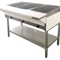 Commercial 3 Pan Steam Table Stainless Steel 44" Wide with Shelves 47343 Natural Gas