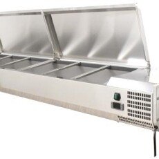 78-inch Countertop Refrigerated Topping Rail with Stainless Steel Cover Omcan 46497