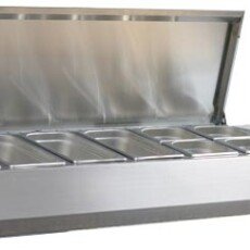 58-inch Countertop Refrigerated Topping Rail with Stainless Steel Cover Omcan 46657