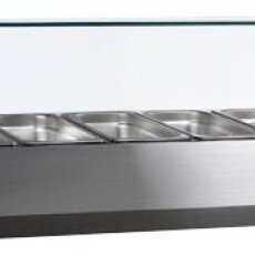 59-inch Countertop Refrigerated Topping Rail with Glass Guard Omcan 41937