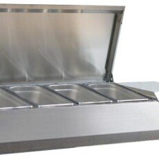 46-inch Countertop Refrigerated Topping Rail with Stainless Steel Cover Omcan 46658