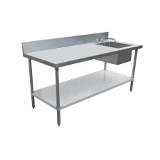 Omcan All Stainless Steel Table with Right Sink and 6″ Backsplash 30″ x 60″ 43238