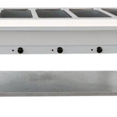 Commercial 5 Pan Capacity Open Well Natural Gas Steam Table with Cutting Board and Undershelf 47345