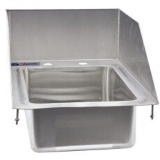 Omcan Stainless Steel Single Drop in Sink with 6″ Left-Back-Right Splash 10″ x 14″ x 5″ 39785