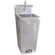 Omcan Stainless Steel Pedestal Sink with Foot Valve and Faucet 23515