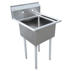 Omcan One Tub Sink with 1.8″ Corner Drain and No Drain Board 18″ x 21″ x 14″ 25262