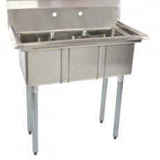 Omcan Stainless Steel Space Saver Sink with No Drain Board with Corner Drain 10″ x 14″ x 10″ 39761