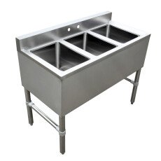 Omcan Under Bar Sink with 3 Compartments and No Drain Board 46601