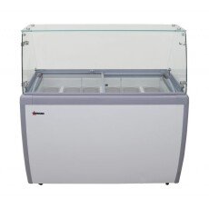Nine Pan Gelato Dipping Cabinet 50″ with Flat Sneeze Guard and Pans 47743