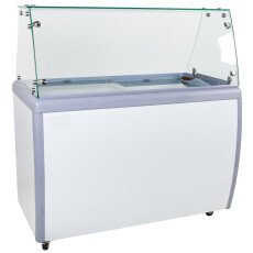 53" Wide Omcan Ice Cream Dipping Freezer with Flat Sneeze Guard 44588