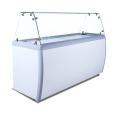 60" Omcan Ice Cream Dipping Freezer with Flat Sneeze Guard 44589