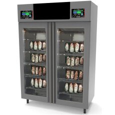 Omcan StagionelloEvo® 100 kg + 100 kg Twin Curing Cabinet with ClimaTouch® and Fumotic® 41262