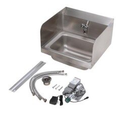 Intelli-Flo EZ Electronic Hand Wash Station with Side Splashes, AC Power, Thermostatic Mixing Valve and 1.5 gpm Laminar Flow - KE28-B131-CB1