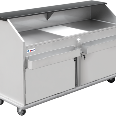 Omcan 74-inch Portable Bar With Hinge Doors, Ice Bin, Shut Off Valve, Speed Rails 48069