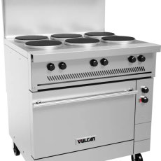 RESTAURANT ELECTRIC 36" RANGE WITH 6 FRENCH PLATES AND STANDARD OVEN EV36S-6FP-iF