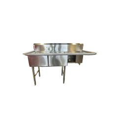 Commercial 2 Compartment Stainless Steel Sink – 18” x 18” Bowls with Right Side Drainboards SI818-2R-CL