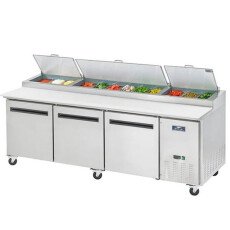 94" 3 Door Solid SS Pizza Prep Table Cooler Arctic Air APP94R