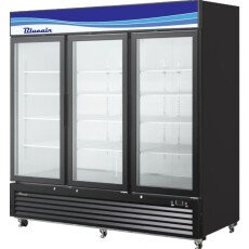 72 CuFt Glass 3 Door Reach In Merchandiser Freezer Blue Air BKGF72B-HC