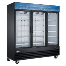 Freezer 80” Black Frame Reach-In Glass Display 3 Door 52.3cu.ft. (1650L) Capacity 110V 1,600W - 51087