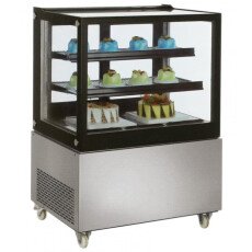 48" Square Edge Refrigerated Floor Display Case Cooler 13 cu.ft Omcan 39540