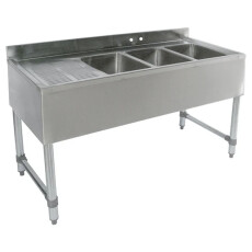 36″ x 18″ x 10″ Corner Drain Double Compartment Bar Sink With Left Drain Board S1B-2L-V