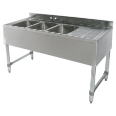 36″ x 18″ x 10″ Corner Drain Double Compartment Bar Sink With Right Drain Board S1B-2R-V
