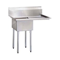 18″ x 18″ x 11″ Center Drain One Compartment Sink With Right Drain Board SI818-1RC