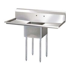 24″ x 24″ x 14″ Corner Drain One Compartment Sink With Two Drain Boards SI824-1B-V