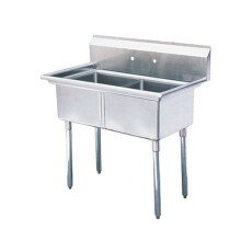 18″ x 21″ x 14″ Center Drain Two Compartment Sink With No Drain Board SI821-2NC-V